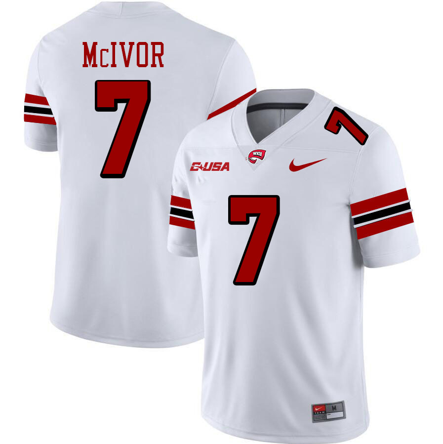 Maverick McIvor WKU Jersey, Western Kentucky Hilltoppers #7 Maverick McIvor Jersey Youth-White